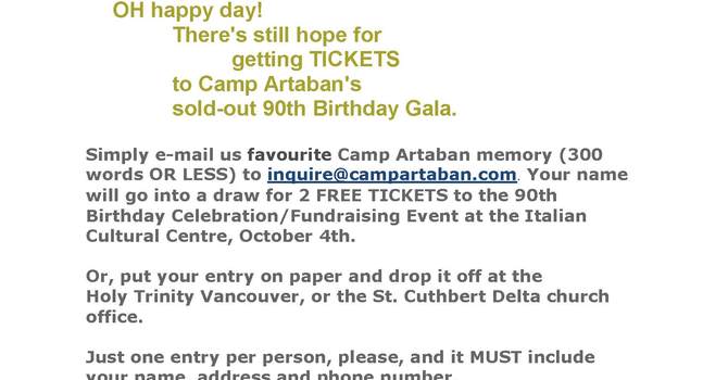 Camp Artaban Gala Ticket Contest image