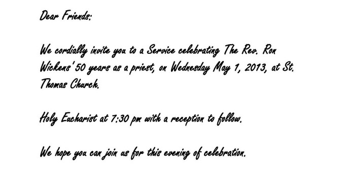 The Reverend Ron Wickens' 50th Anniversary of Ordination to the Priesthood image