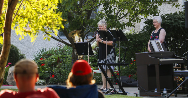 Joy Berg and Ann Salmon Make Magical Music in Christ Church Garden