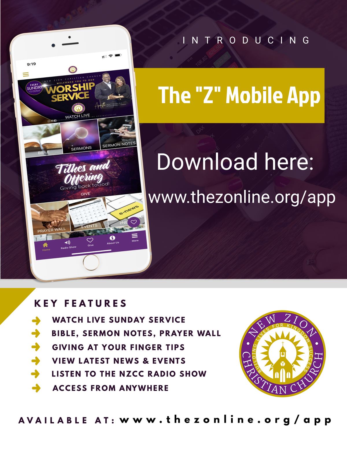 Download the "Z" Mobile App New Zion Christian Church