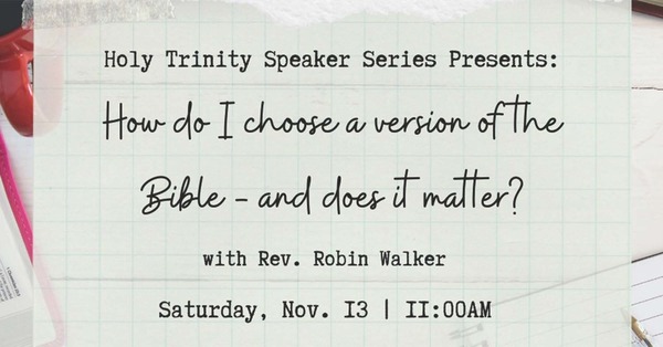 Holy Trinity Speaker Series