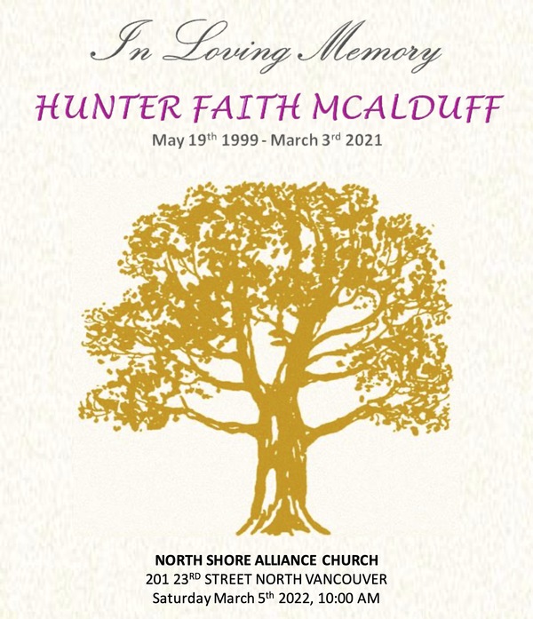 Memorial Service for Hunter McAlduff