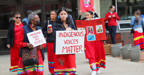 Red Dress Day March Through Downtown Edmonton