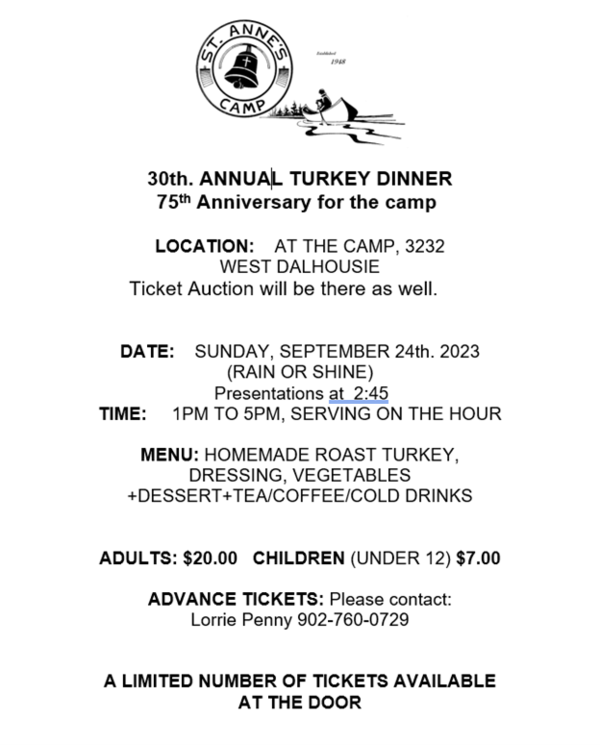 30th. Annual Turkey Dinner
