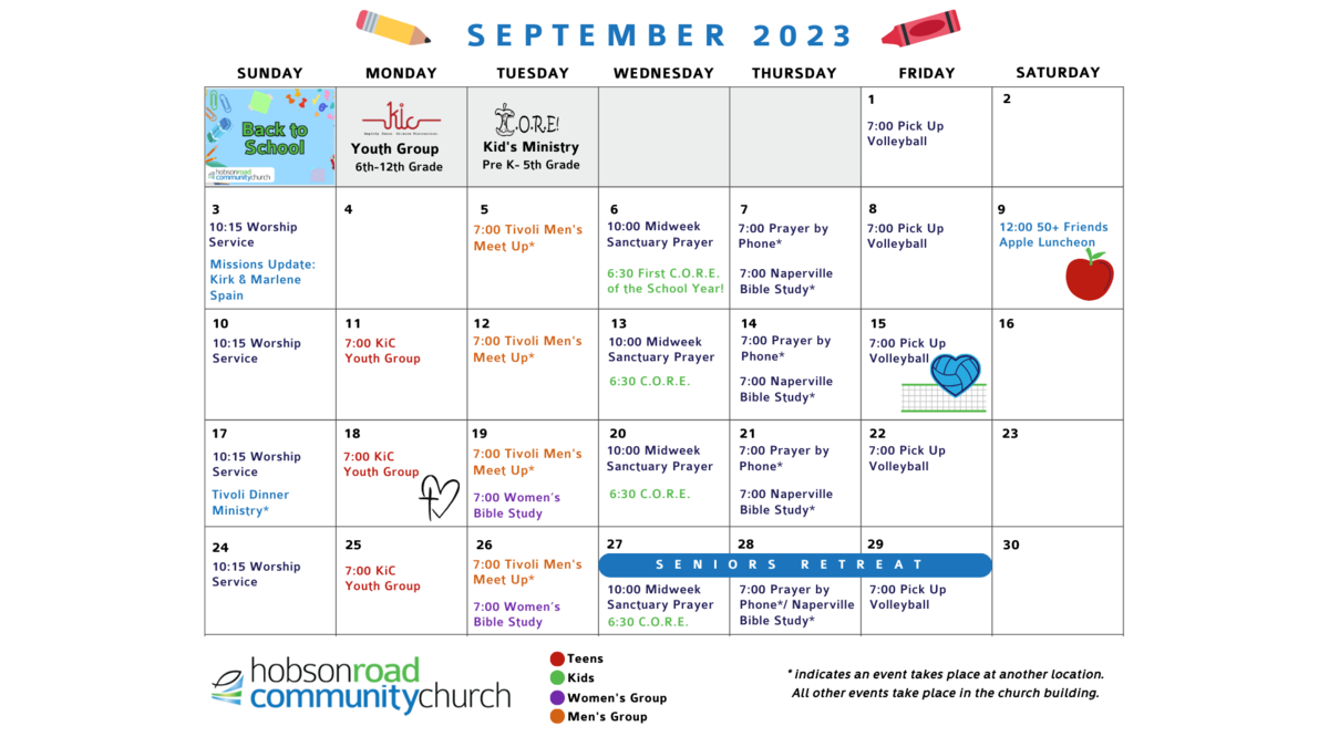 September Calendar is Here | Hobson Road Community Church