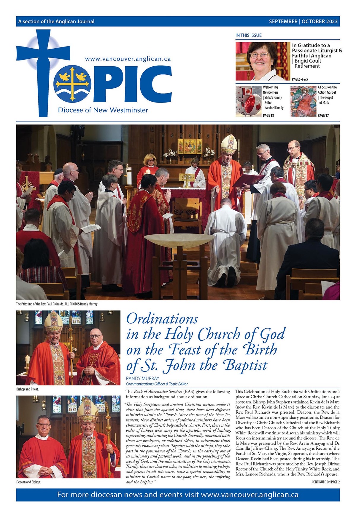 Fall 2023 Issue of Topic | Anglican Diocese of New Westminster