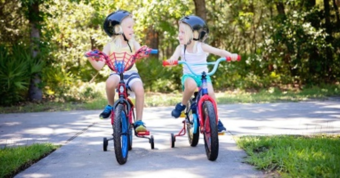 Preschool Biking in the parking lot