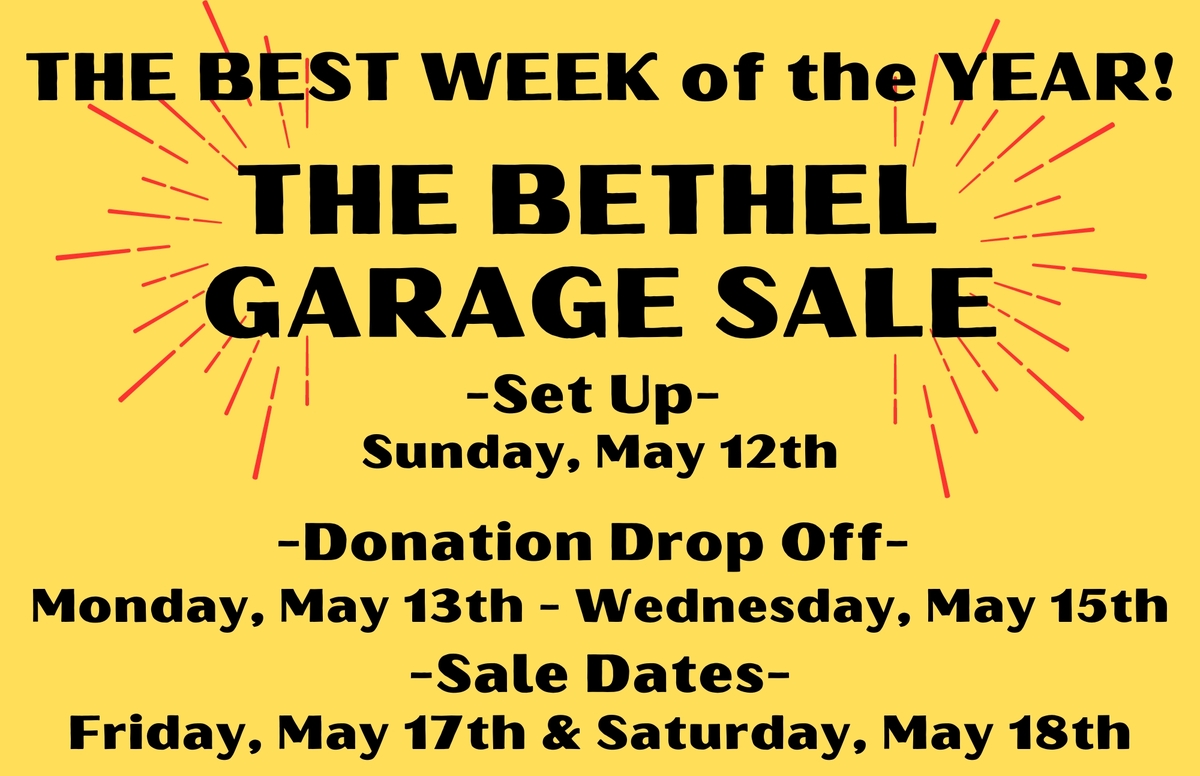 2024 Bethel Garage Sale Bethel Lutheran Church