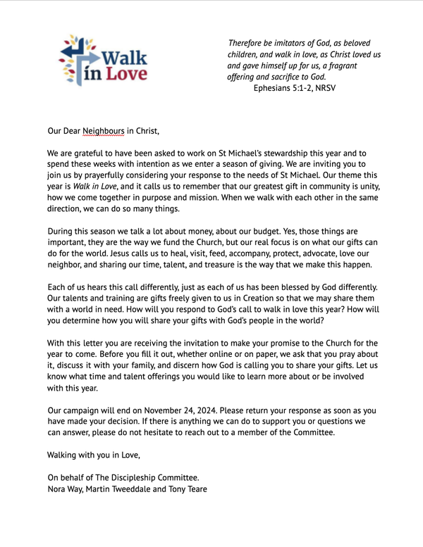 A Letter From the Discipleship Committee
