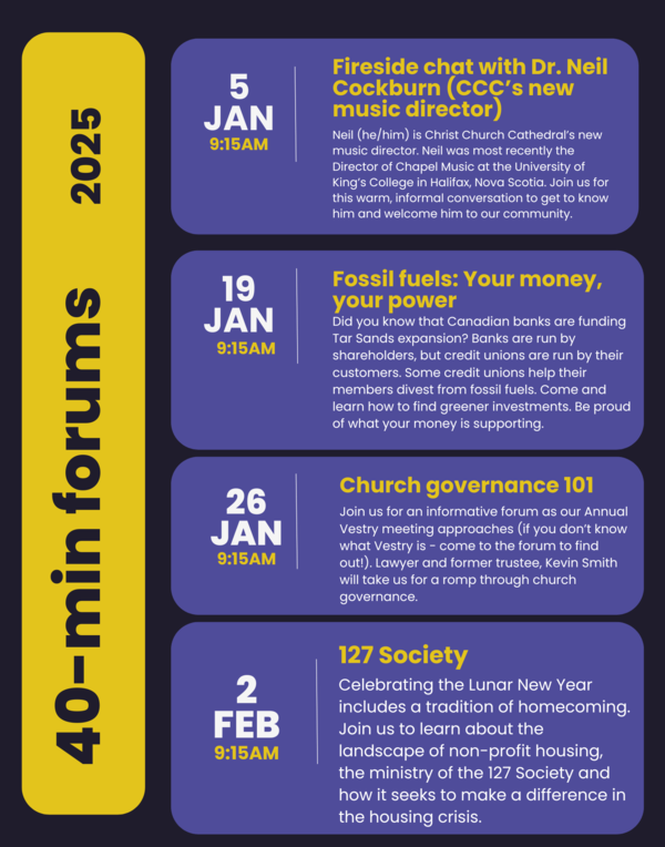 40-min forums in early 2025