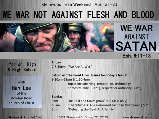 We War Not Against Flesh And Blood; We War Against Satan