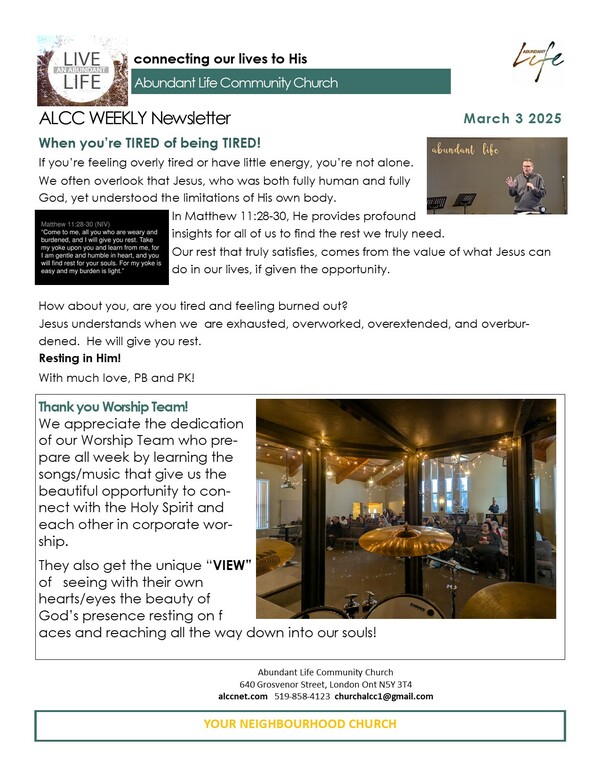 The Events & Happenings of the Abundant Life