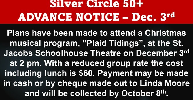 Silver Circle 50+ - ADVANCE NOTICE for Dec. 3rd