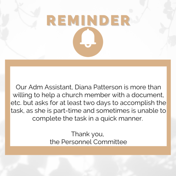 Personnel Reminder