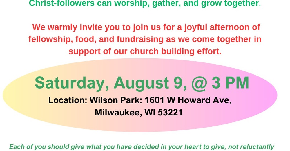 Church building picnic and fundrairing event