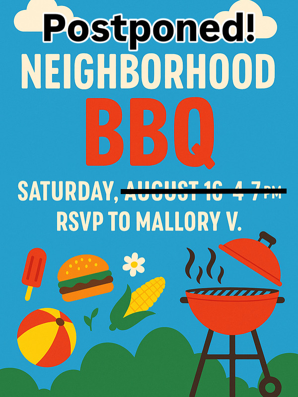 BBQ Postponed