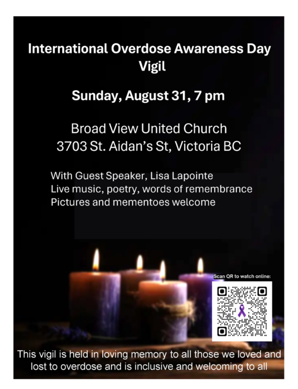 Invitation to Overdose Awareness Day Vigil in Victoria