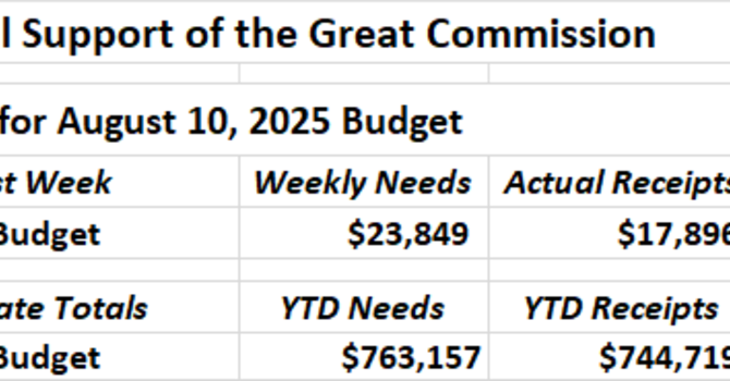 Our Financial Support of the Great Commission image