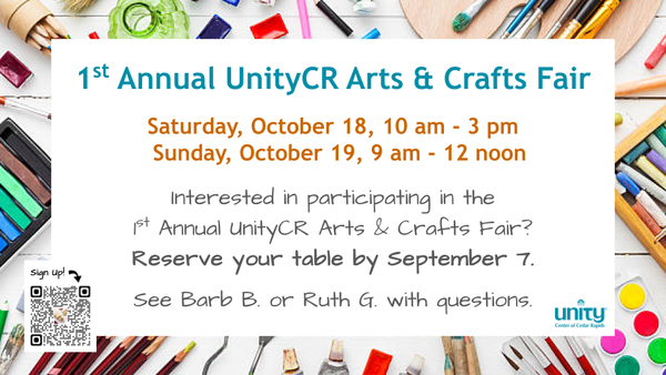 Now seeking vendors for the 1st Annual UnityCR Arts and Crafts Fair!