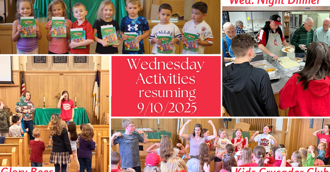Wednesday Activities to Resume