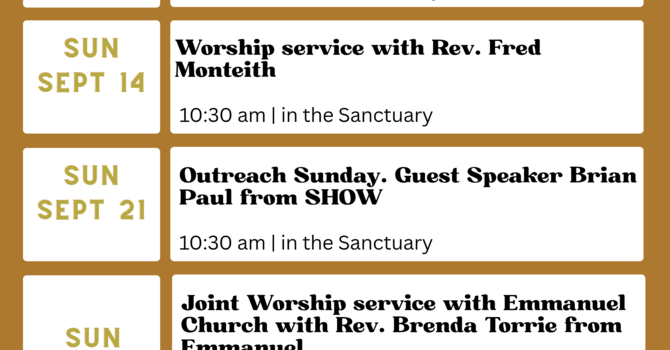 Upcoming Events in September
