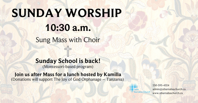 Sunday School And Lunch After Mass are Back!
