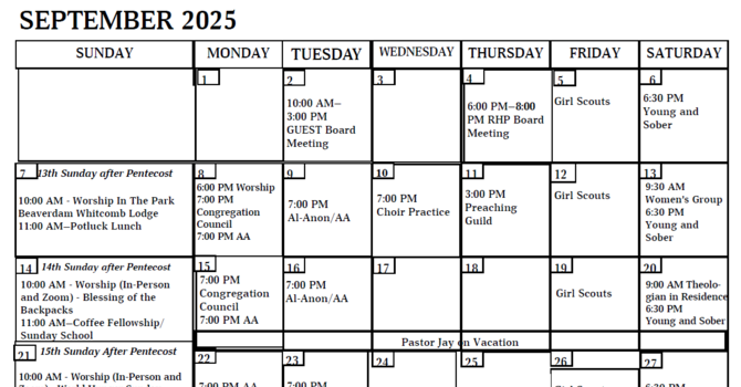 Calendar - September 2025 image