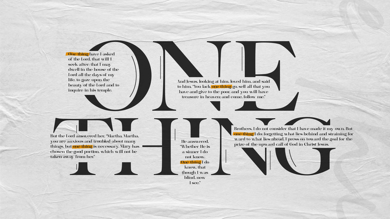 One Thing Week 1