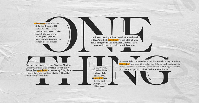 One Thing Week 1
