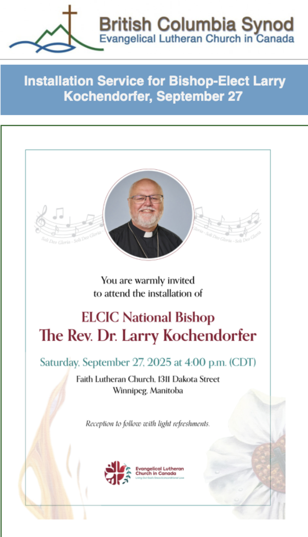Installation Service for Bishop Elect Larry Kochendorfer 