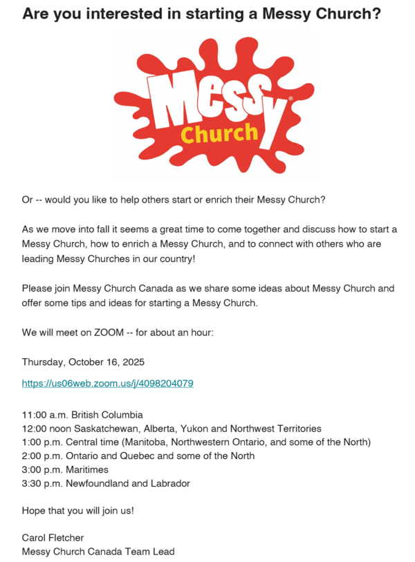 Messy Church news