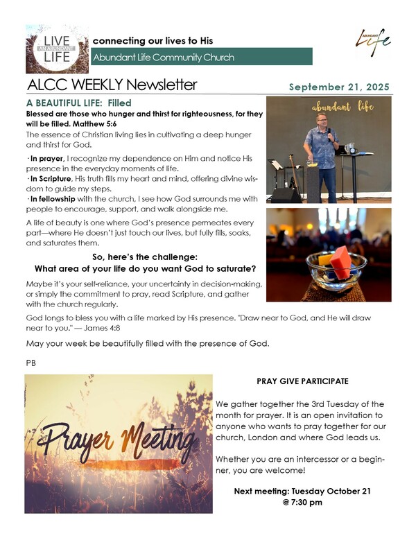 The Events & Happenings of the Abundant Life