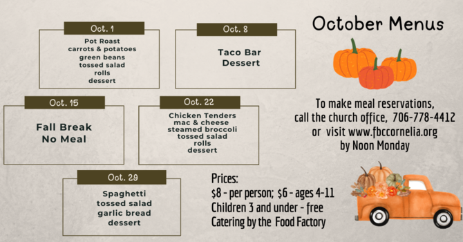 Wednesday Night Meal Reservations