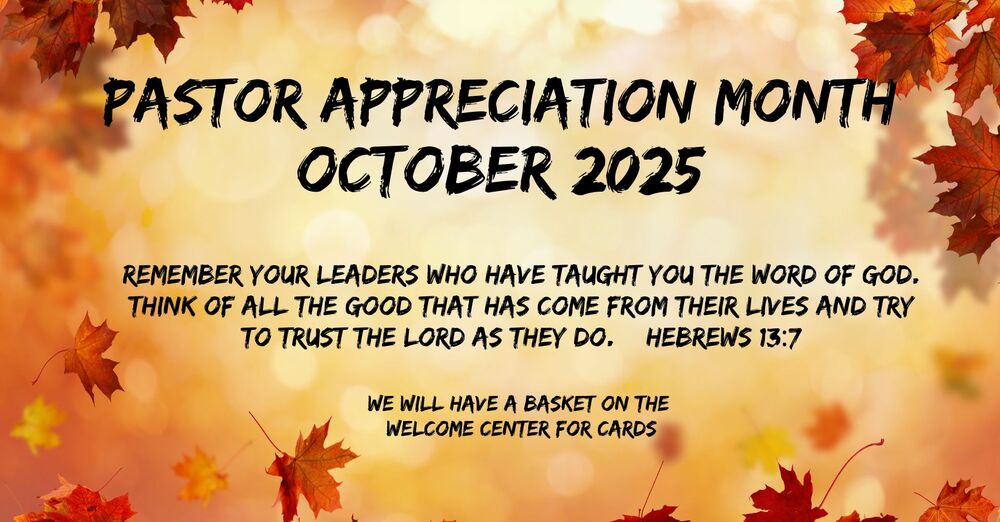 October Pastor Appreciation Month
