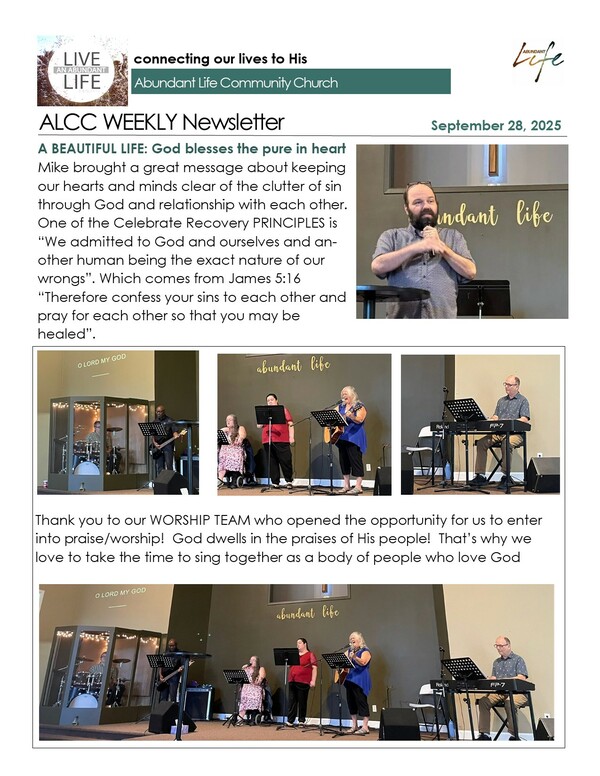 The Events & Happenings of the Abundant Life