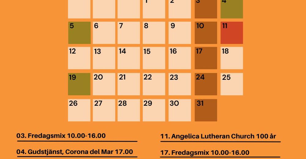 October Calendar in English