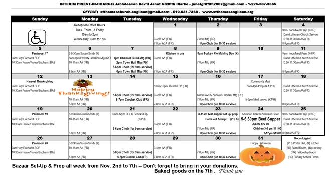 October 2025 Church Events Calendar image