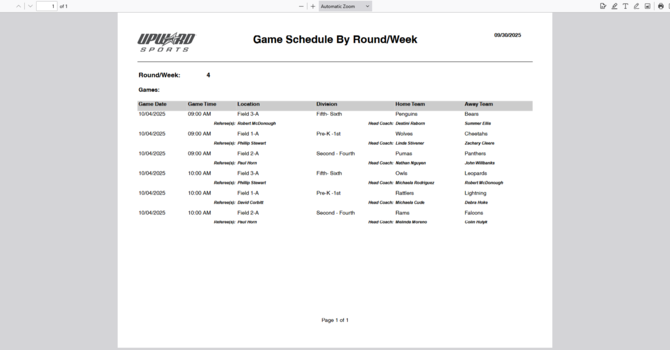 Upward Soccer Schedule 10/4/2025 image