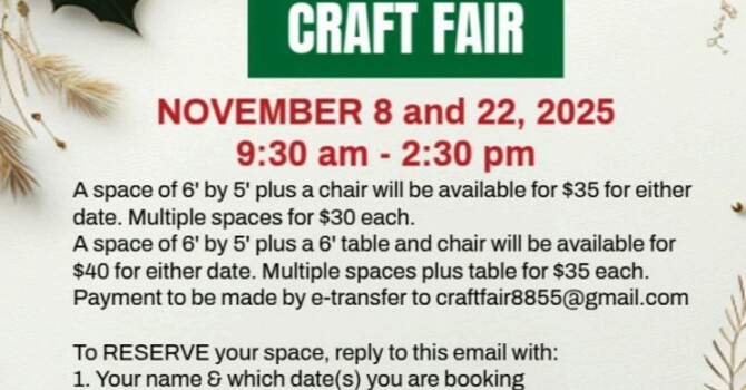 Northwood Craft Fair Vendors Needed