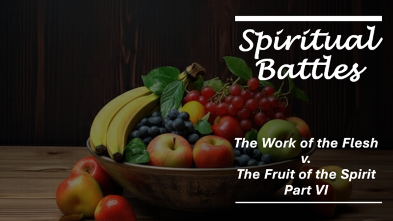 The Work of the Flesh v. The Fruit of the Spirit Part VI