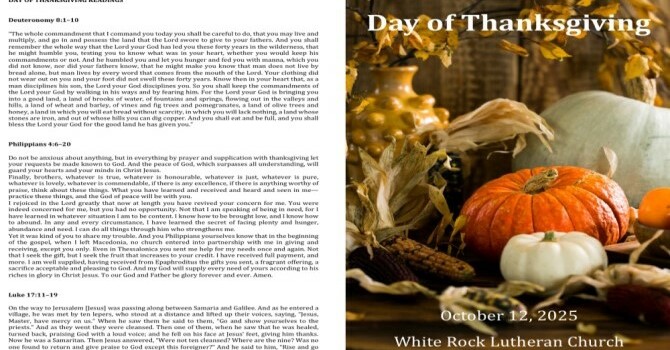 Worship Service Bulletin - Day of Thanksgiving