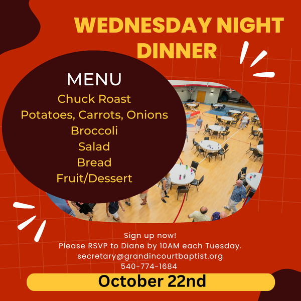 Wednesday Fellowship Dinner 