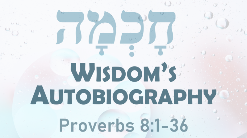This Sunday's Message... "Wisdom's Autobiography"