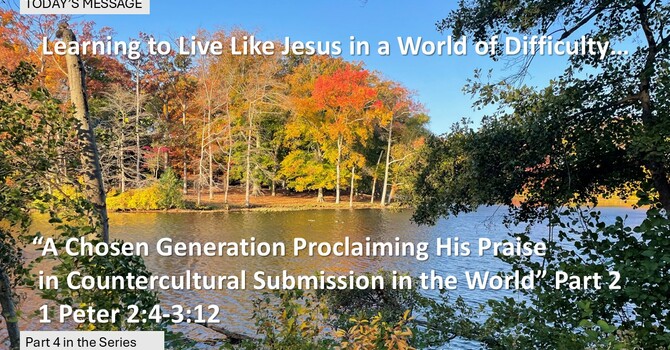 “A Chosen Generation Proclaiming His Praise  in Countercultural Submission in the World” Part 2