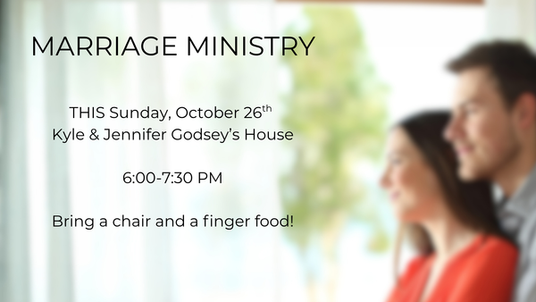 Marriage Ministry Meets THIS SUNDAY