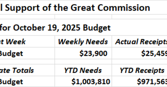 Our Financial Support of the Great Commission image