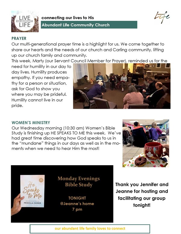 The Events & Happenings of the Abundant Life