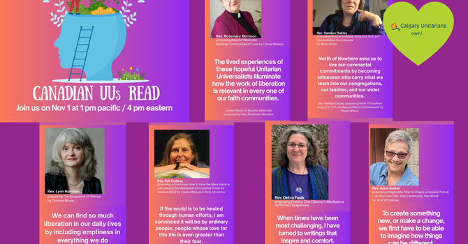 THIS SATURDAY: Canadian UUs Read- Nov 1st @ 2pm MT