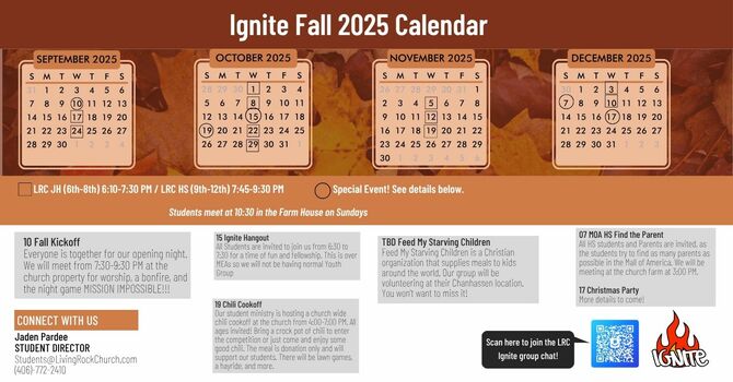 Ignite Student Fall Schedule image