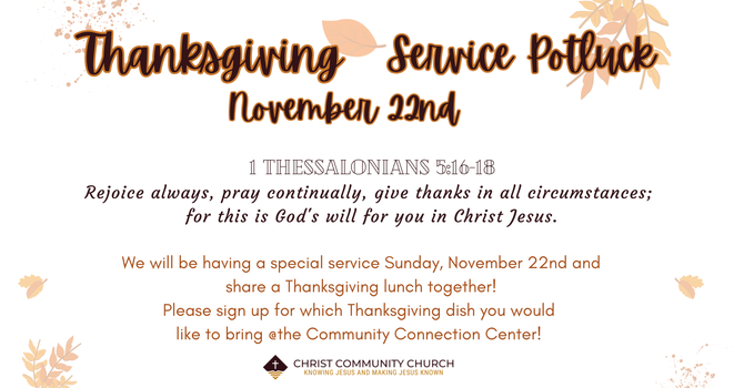 Thanksgiving Service and Potluck Lunch